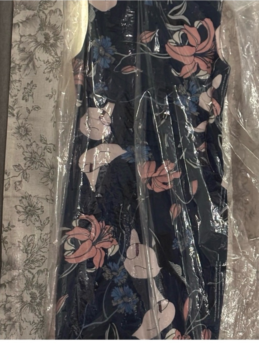Ivanka Trump Navy Floral Maxi Dress with Pink & Blue Blooms